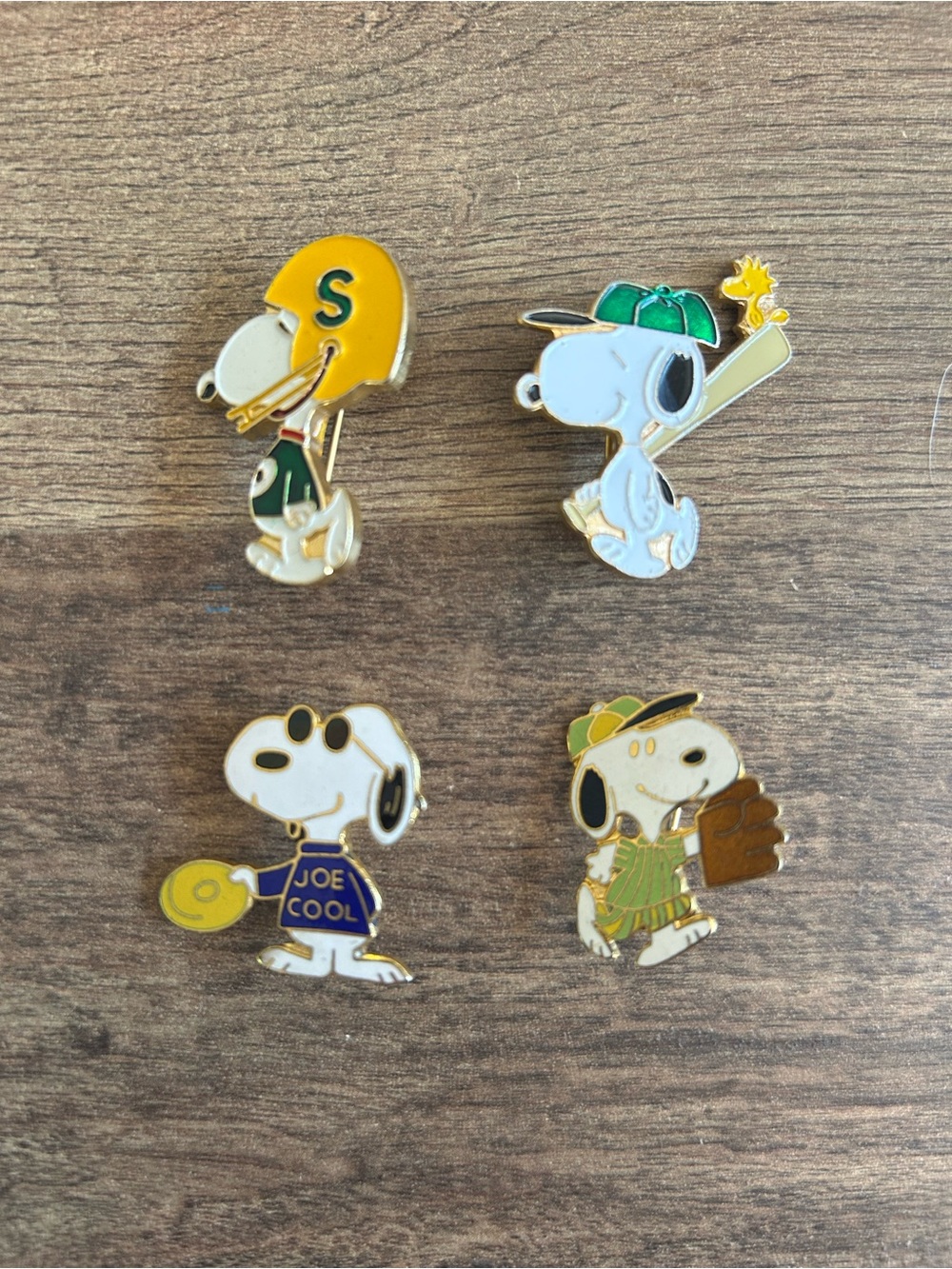 VTG Peanuts Snoopy Cloisonné Enamel Pin Lot of 4 Aviva Sports Series